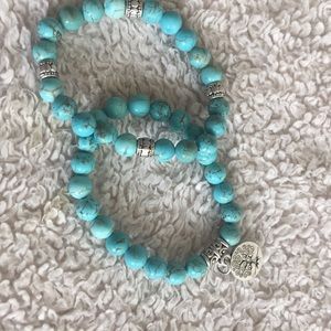 Turquoise and silver bangles and earrings
